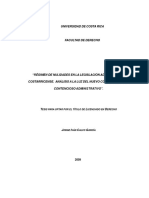 Regimen de Nulidades en La Legislacion Administrativa Costarricense Analisis A La Luz Del Nurvo Codigo Procesal Contencioso Administrativo Unlocked