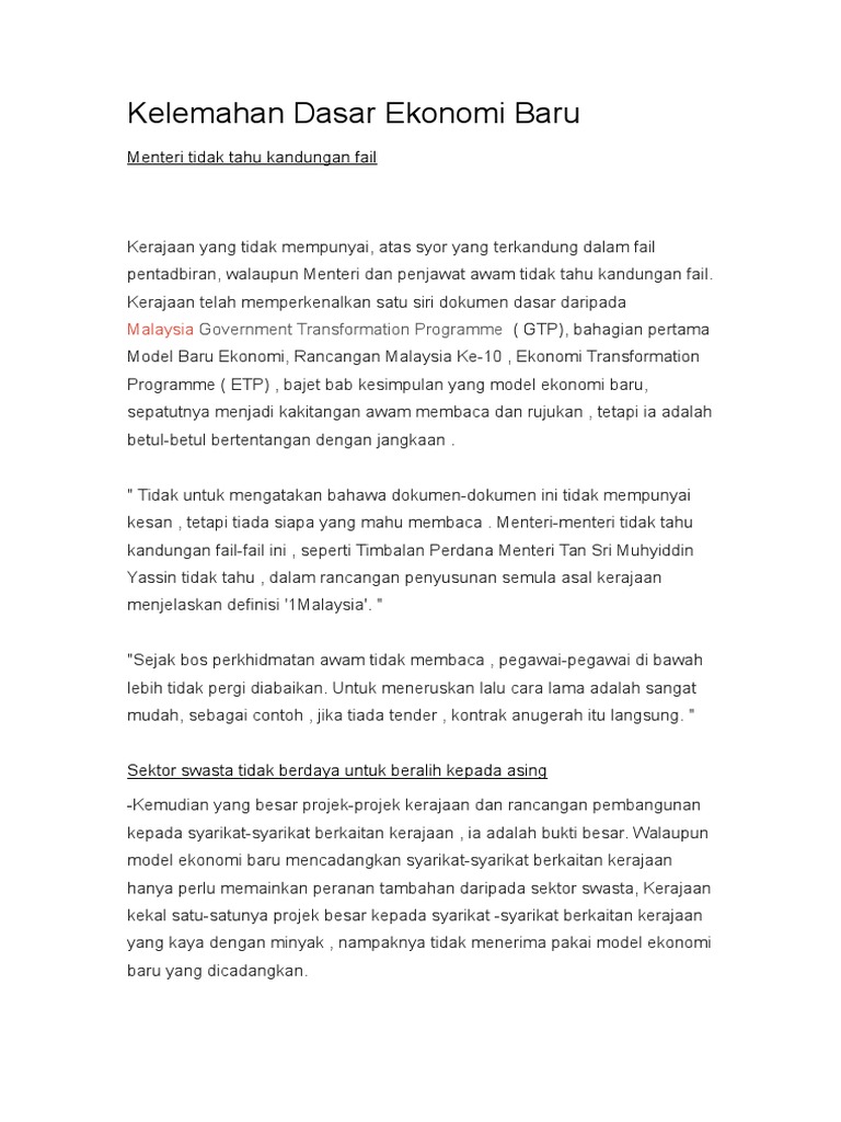 Kelemahan Dasar Ekonomi Baru Pdf