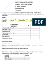 Product Evaluation Form - Fruit Filled Biscuit