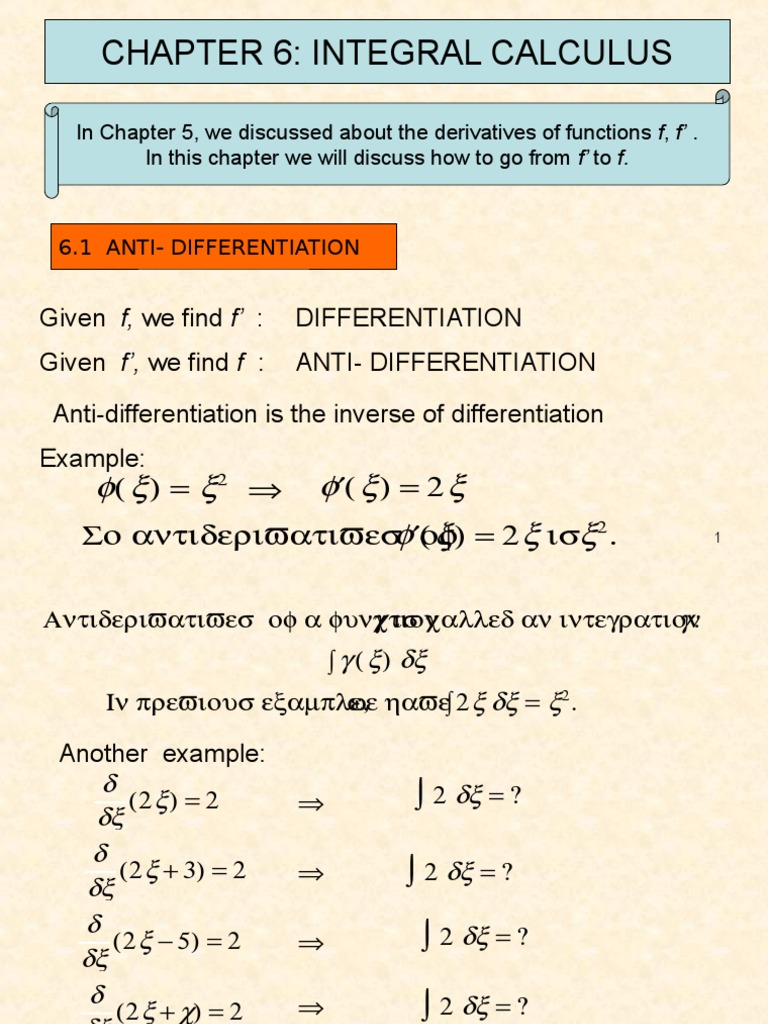 Diploma For Maths - Chapter 6 - Integral Calculus - 6.1 & 6.3 | PDF ...