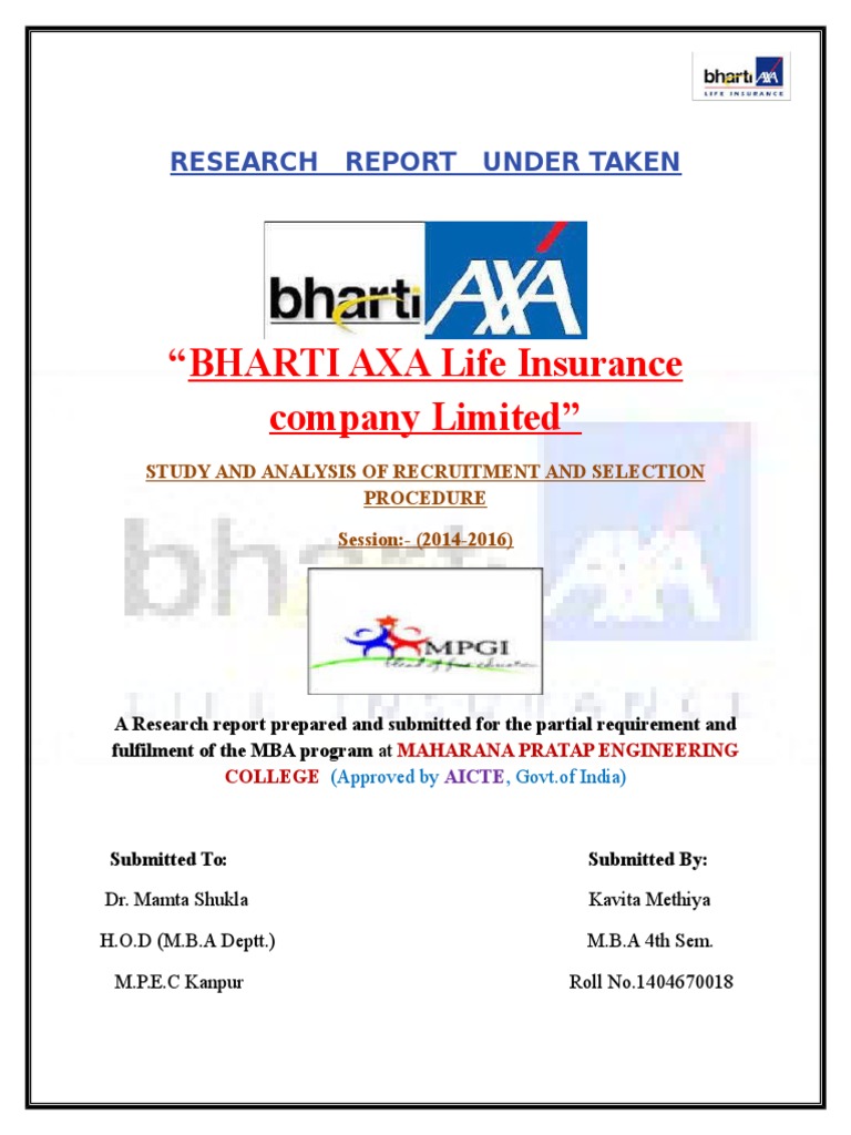 Recruitment Analysis at Bharti AXA Life | PDF | Insurance | Recruitment