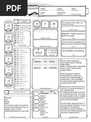 Paladin Character Sheet
