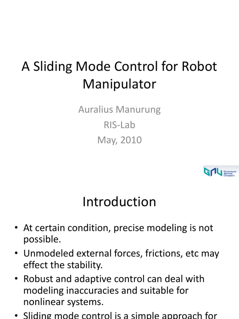 Sliding Mode Control for Manipulators | PDF | Control Theory | Applied ...
