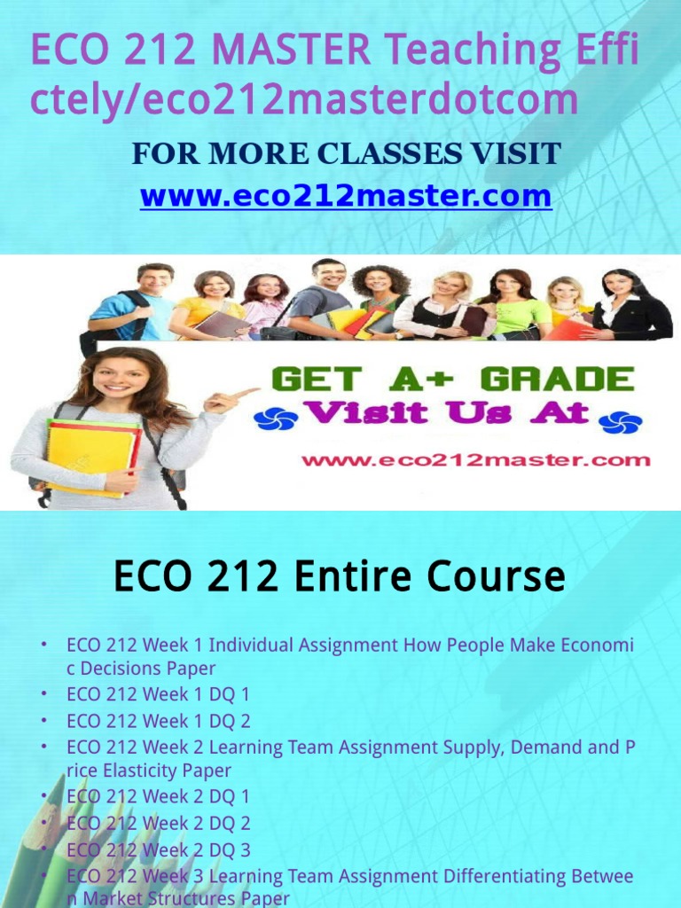 ECO 212 Course Overview and Assignments | PDF | Price Elasticity Of ...