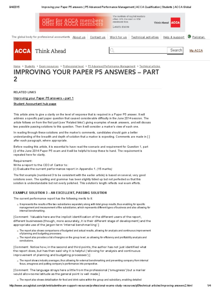 Improving Your Paper P5 Answers - P5 Advanced Performance Management ...