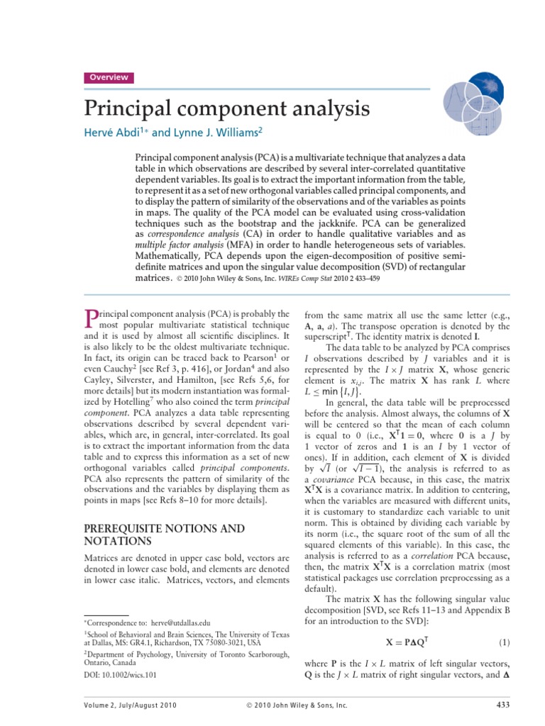 Principal Component Analysis | PDF