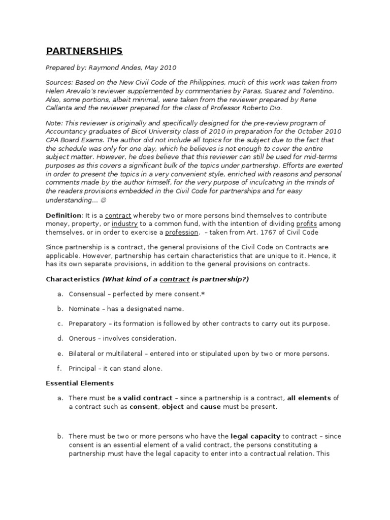 CPA Reviewer on Partnership Classification | PDF