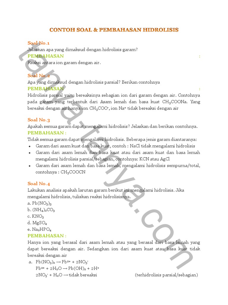 Contoh Soal Hidrolisis