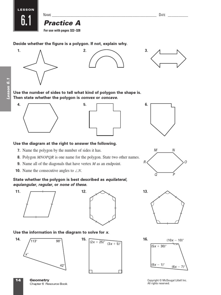 Geometry Chapter 6 Worksheets | PDF | Rectangle | Euclidean Geometry