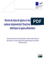 Norme de Baza de Igiena Si Microbiologie in Vederea Implementarii Directivei UE 852/2004 Referitoare La Igiena Alimentrlor