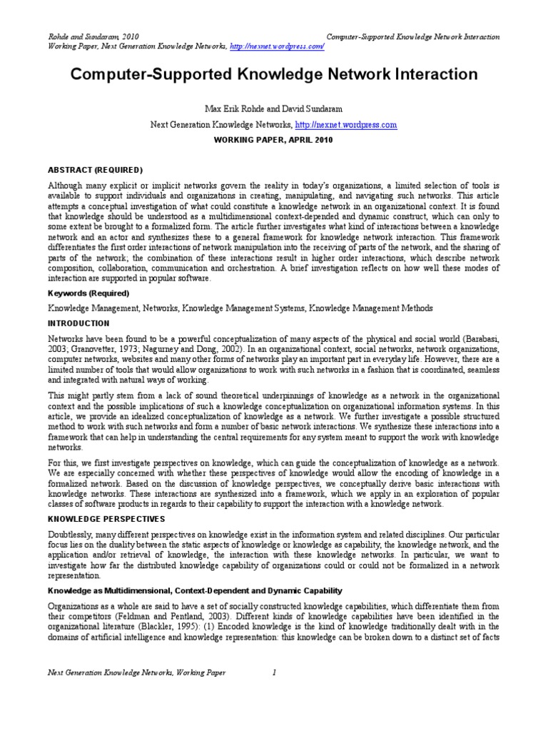 Knowledge Network Interaction Framework | PDF | Web Page | Knowledge