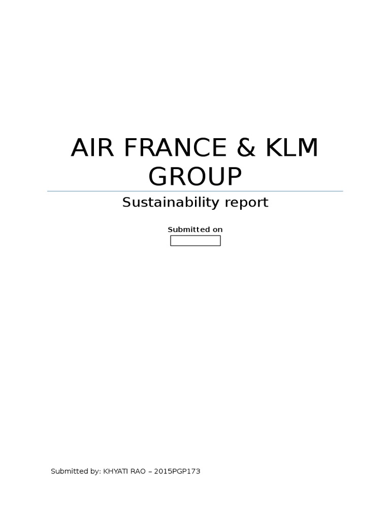 Sustainability Report On Air France and KLM Goup PDF Efficient