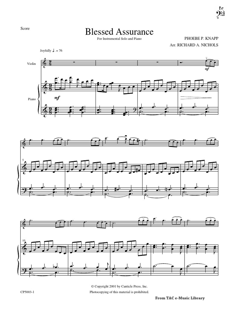 Blessed Assurance Violin