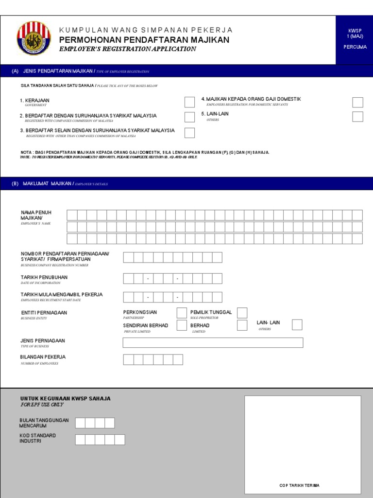 Permohonan Pendaftaran Majikan: Kumpulan Wang Simpanan Pekerja