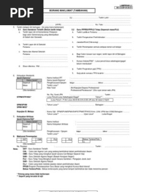 Borang Maklumat Tambahan Spp Pdf