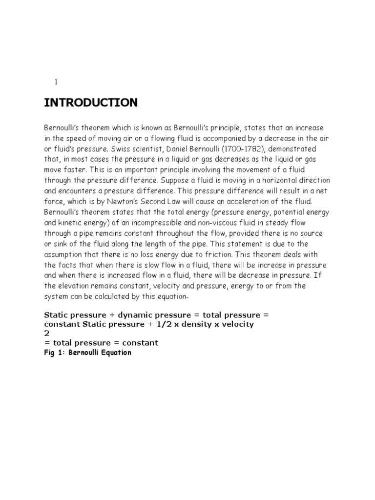 Bernoulli's Principle Explained | PDF | Fluid Dynamics | Pressure