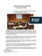 Boletín 022 MinSalud y La Secretaría Salud Del Cauca Brindaron Actualización Integral Del Plan de Beneficios en Salud