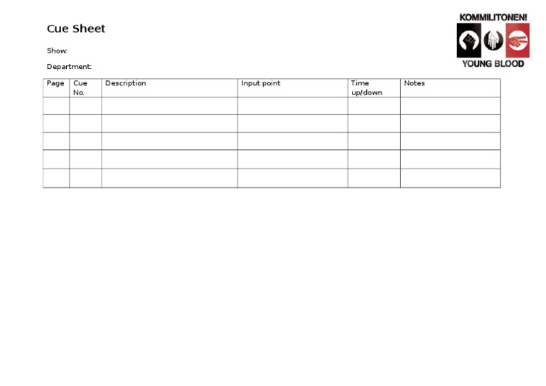 Cue Sheet Template for Shows | PDF