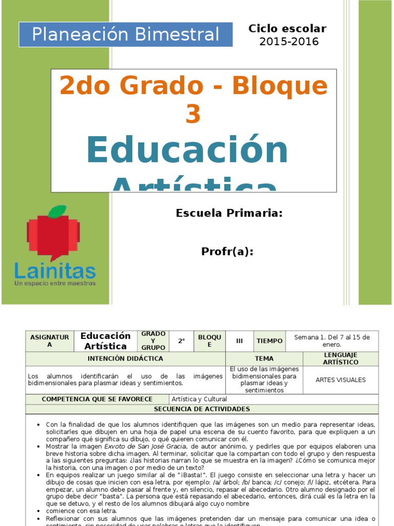 Plan 2do Grado Bloque 3 Educación