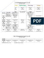 SCI 5 Schedule April 11-15: Monday