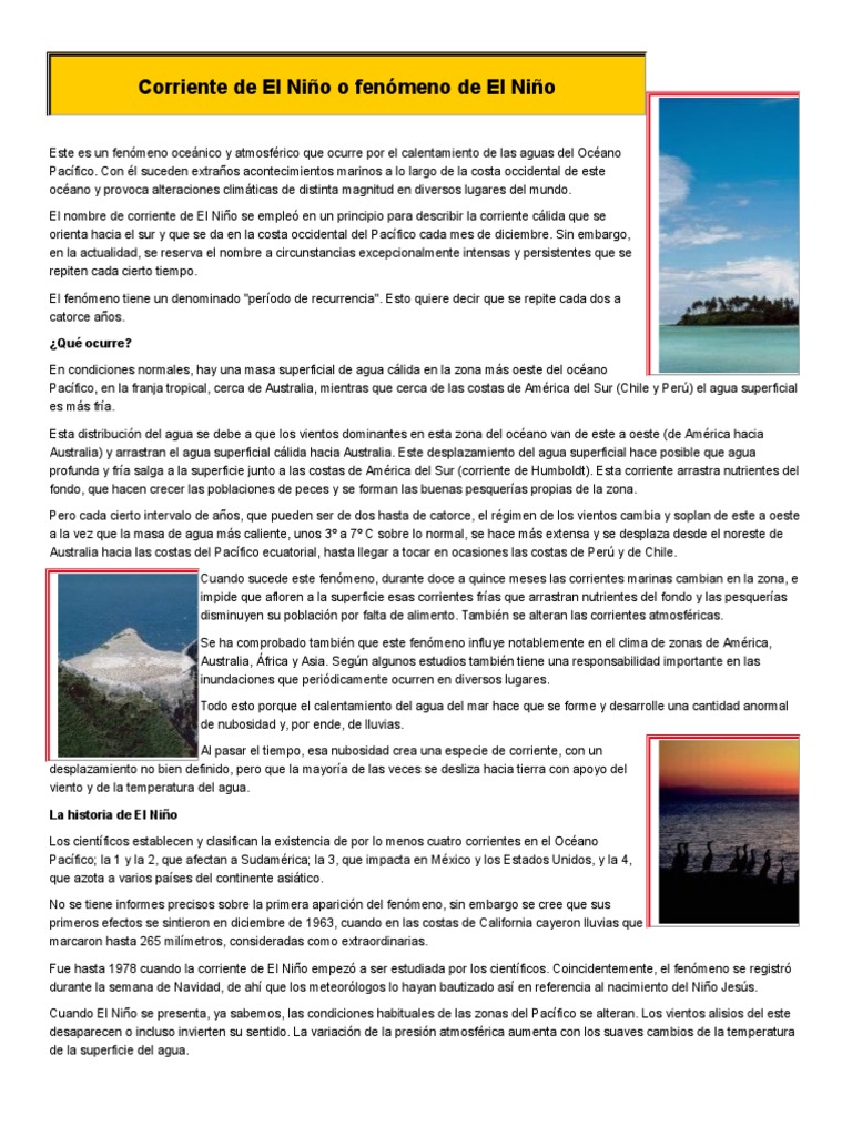 Corriente de El Niño o Fenómeno de El Niño | PDF | El niño | Clima