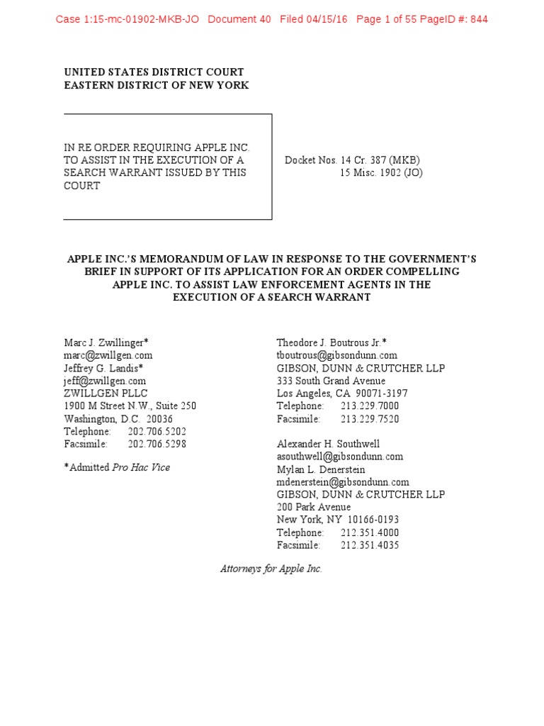 Apple Response in New York Iphone Case | PDF | Ios | I Phone