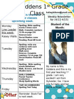 Mrs. Giddens 1 Grade Class: This Newsletter Is To Inform Parents of Our Classes Upcoming Week