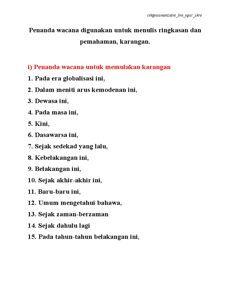 Penanda Wacana Upsr Pdf