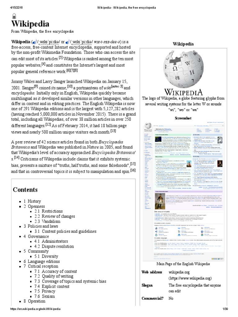 Wikipedia - Wikipedia, The Free Encyclopedia | Wikipedia | Encyclopedias