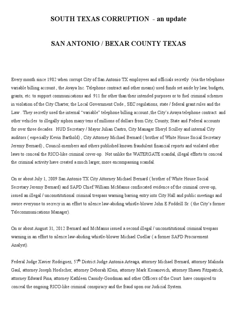 SOUTH TEXAS CORRUPTION - An Overview | PDF | Fraud | Evidence (Law)