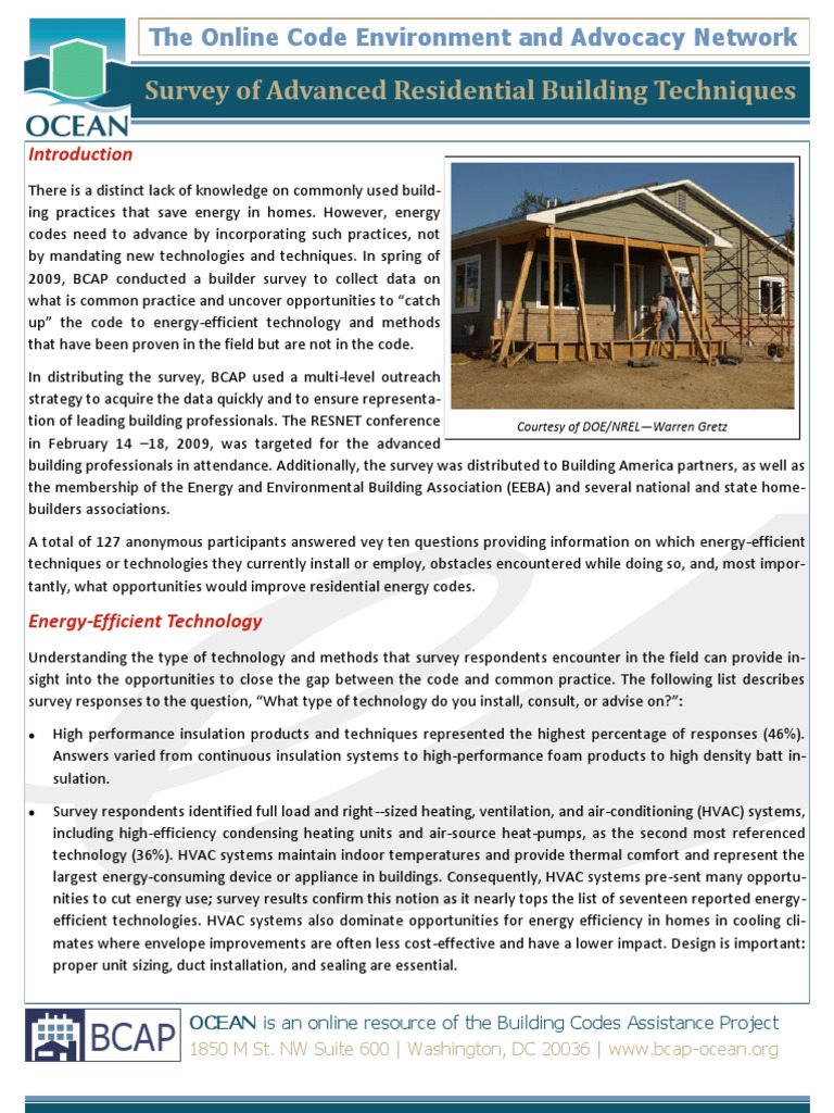 Survey of Advanced Residential Building Techniques and Technologies ...