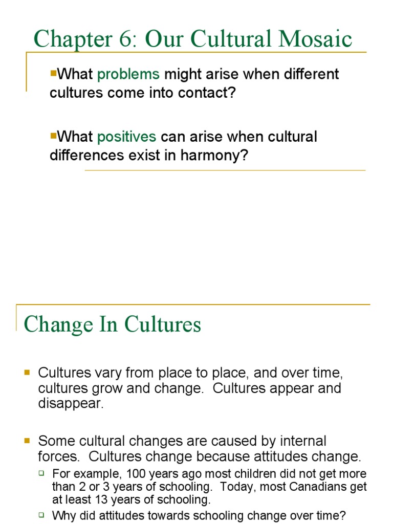 Chapter 6 - Our Cultural Mosaic | PDF | Discrimination | Racism