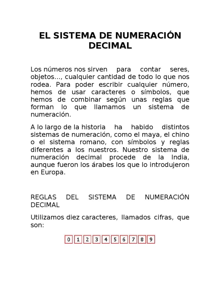 El Sistema de Numeración Decimal | PDF | Decimal | Comunicación escrita