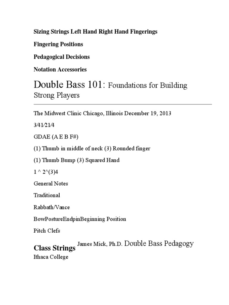 Double Bass 101 | PDF | Double Bass | String Instruments