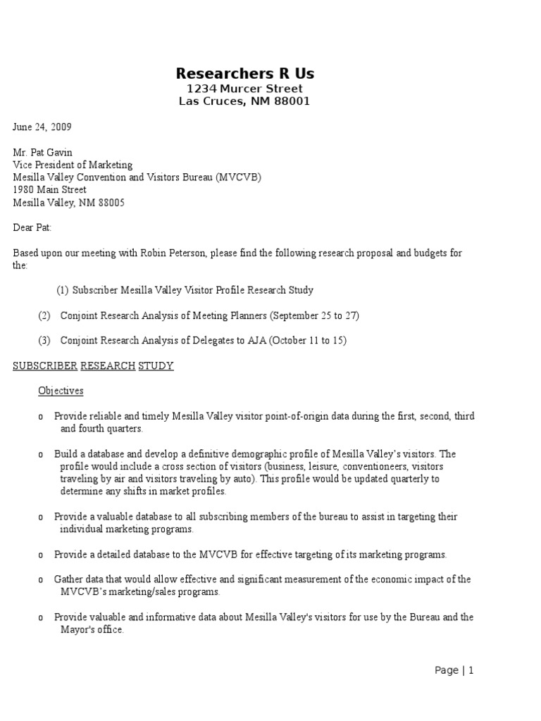 MRKFD DVD Research Proposal Letter | Download Free PDF | Travel Agency ...