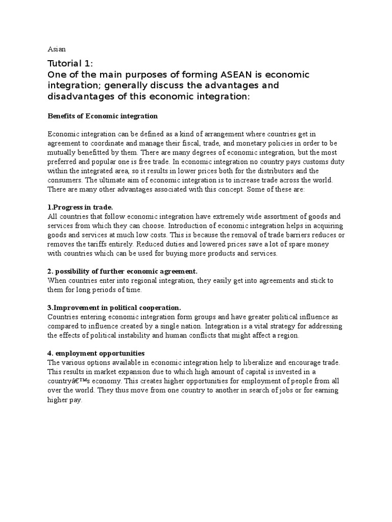 ASEAN Economic Integration Benefits | PDF | Finance & Money Management ...