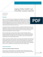 Forming and Managing Online Health Care Social Media Communities: Lessons Learned