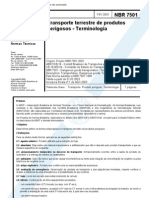 Abnt - NBR 7501 TB 188 - Transporte de Produtos Perigosos