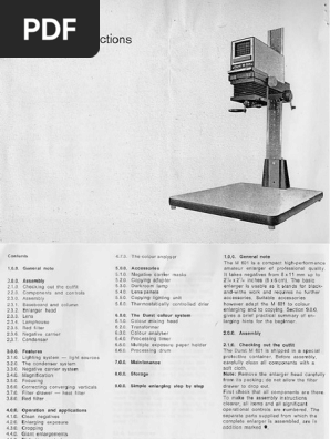 Mode D'emploi Durst M 601 Color - Agrandisseur Photo - Année 1977