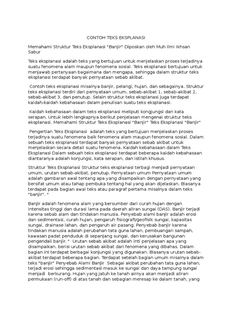 Contoh Teks Eksposisi Tentang Fenomena Alam Terkait Teks