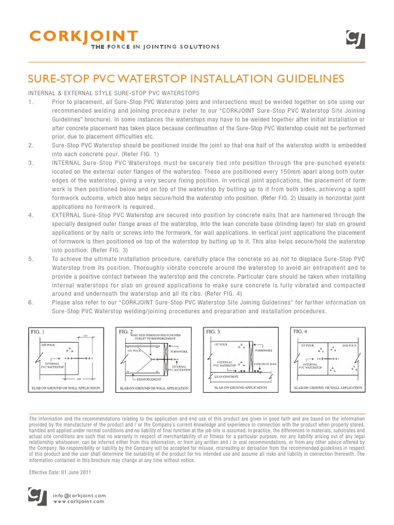 SureStop PVC Waterstop Installation Guidelines PDF Concrete