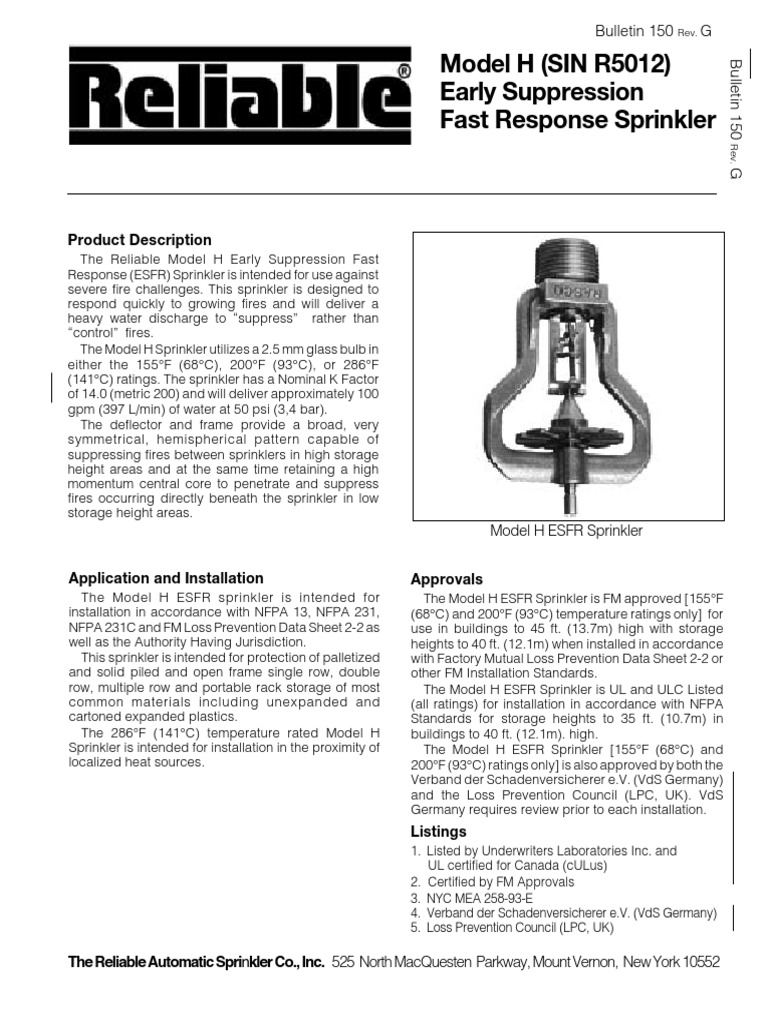 ESFR Fire Sprinkler System Building Engineering