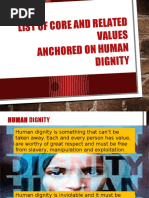 List of Core and Related Values