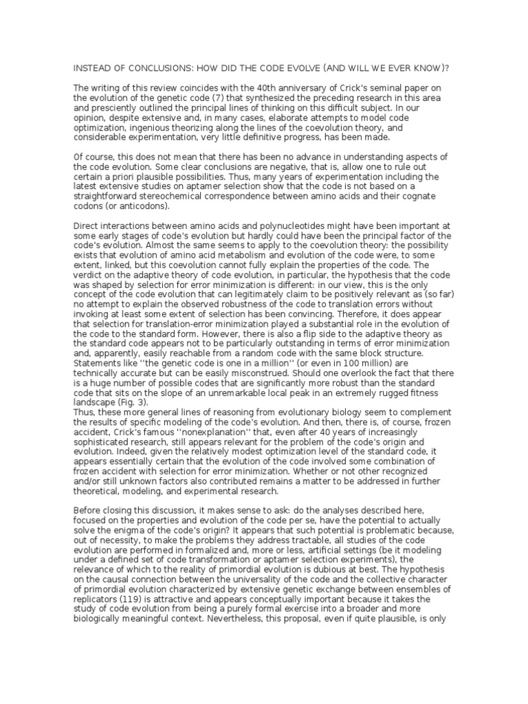 Evolution of the Genetic Code Explained | PDF | Genetic Code | Evolution