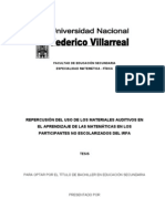 Repercusion Del Uso de Los Materiales Auditivos en El Aprendizaje de Las as en Los Participantes No Escolarizados Del Irfa