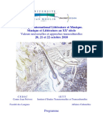 Colloque International Littérature Et Musique (Lyon, Octubre 2010) PDF