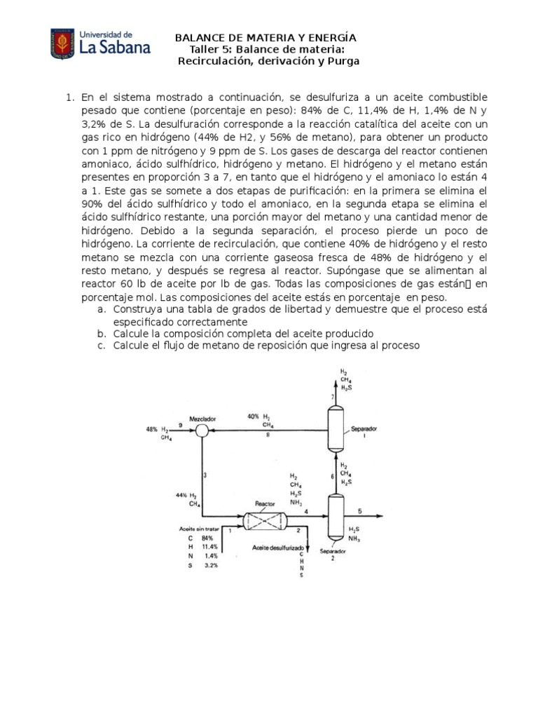 Problemas De Recirculacion De Balance De Materia Resueltos
