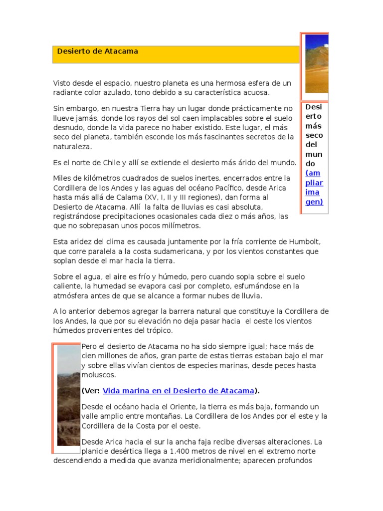 Clima y vida en el Desierto de Atacama | PDF | Desierto | Clima