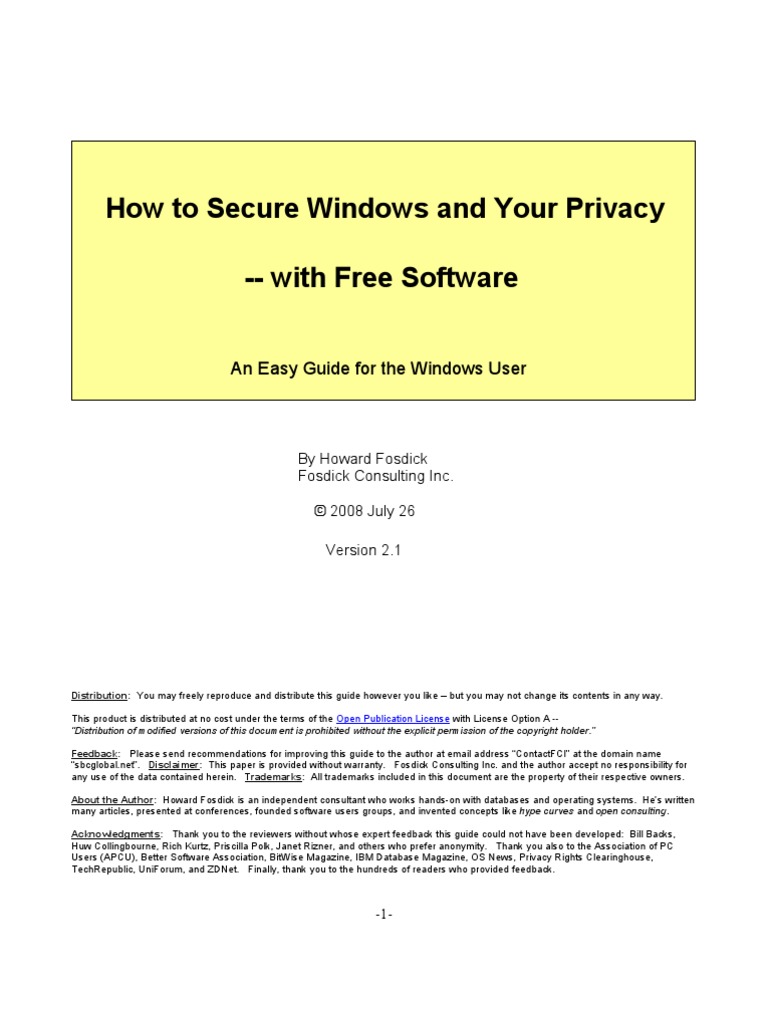 How To Secure Windows and Your Privacy | PDF | Superuser | Internet ...
