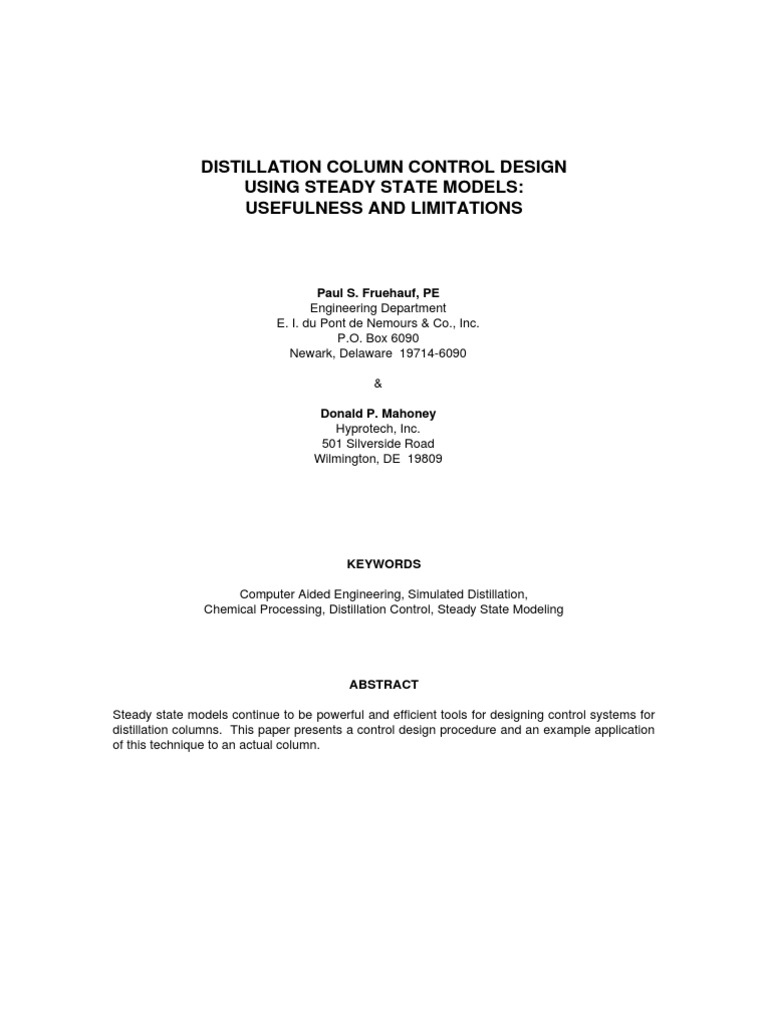 Distillation Column Control Design Insights | PDF | Distillation ...